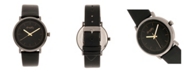 Simplify Quartz The 6200 Black Dial, Genuine Gunmetal Leather Watch 39mm